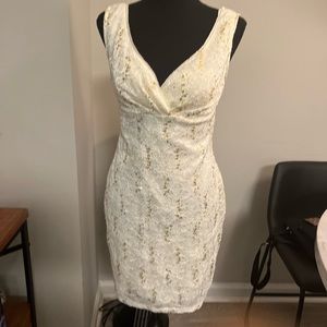 Off white sequence cocktail dress